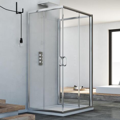 Box doccia 3 lati scorrevole vetro trasparente h 185 mod. Junior Trio 90x90x90 cm quadrato