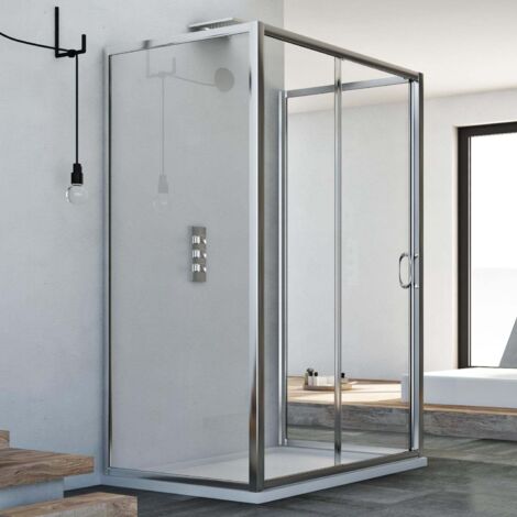 Box doccia 3 lati scorrevole vetro trasparente h 185 mod. Replay Trio 1 Anta 70x150x70 cm