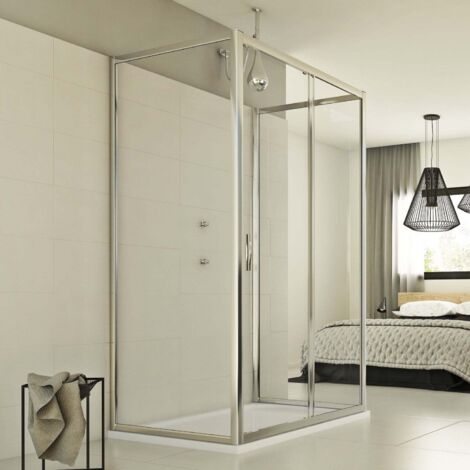 Box doccia 3 lati scorrevole vetro trasparente h 198 mod. Young Trio 1 Anta P 80x150x80 cm