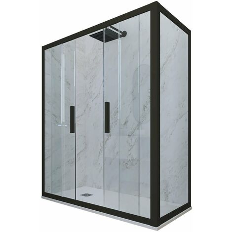 Box doccia 70x170 2 ante scorrevole h 200 Nero Matt Glam Duo
