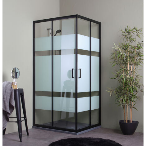 Box doccia 70x90 profili neri opachi