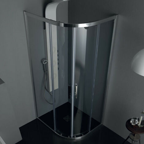 Box Doccia 72x90 cm FS40 - Semicircolare Stondato 2 Ante ScorrevoliH200 cmCristallo 6mm - Trattamento Anticalcare