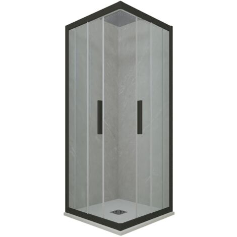 Box doccia 75x110 angolare scorrevole Nero Matt h 200 Kolors