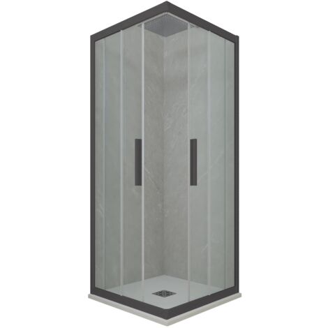 Box doccia 75x90 angolare scorrevole Antracite h 200 Kolors