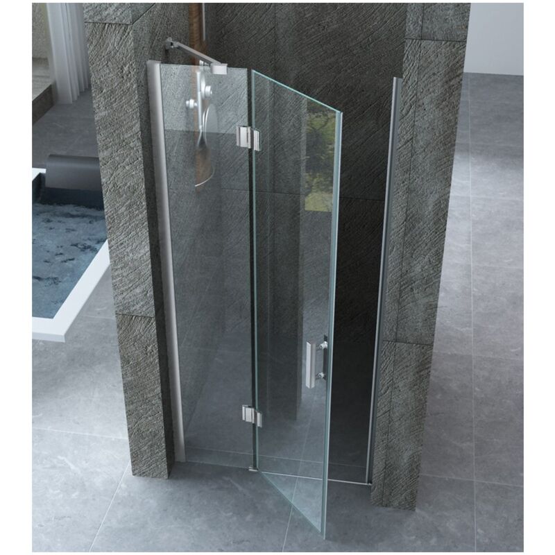 Parete Doccia Battente In Nicchia Vetro 8 mm Easy-clean Reversibile H 200 cm 74-78 cm