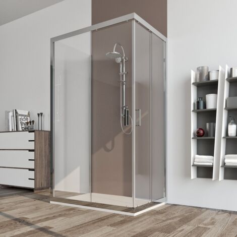 Box doccia 80X100X80 cabina 3 TRE LATI scorrevole vetro cristallo TRASPARENTE anticalcare 6mm Palma