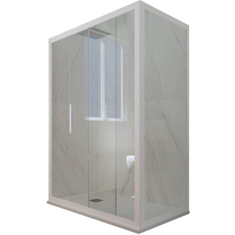 Box doccia 80x120 1 anta scorrevole h 200 Bianco Matt Deco Duo