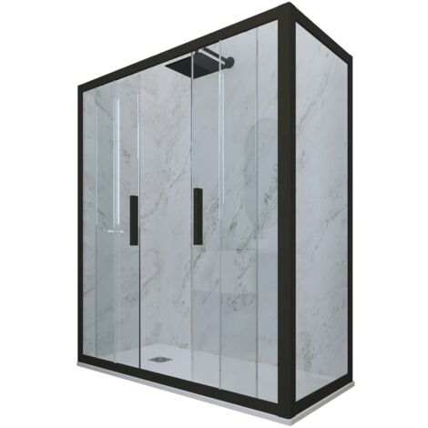 Box doccia 80x120 2 ante scorrevole h 200 Nero Matt Glam Duo