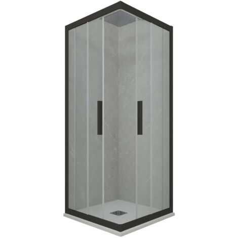 Box doccia 80x120 angolare scorrevole Nero Matt h 200 Kolors