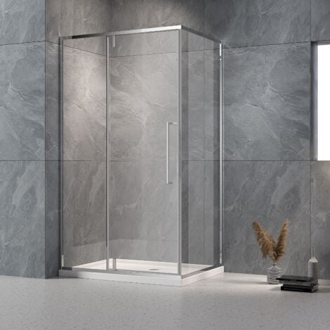 Box Doccia 80x120 Cm Angolare  Parete Fissa e Porta Battente Trasparente Slim  Lux
