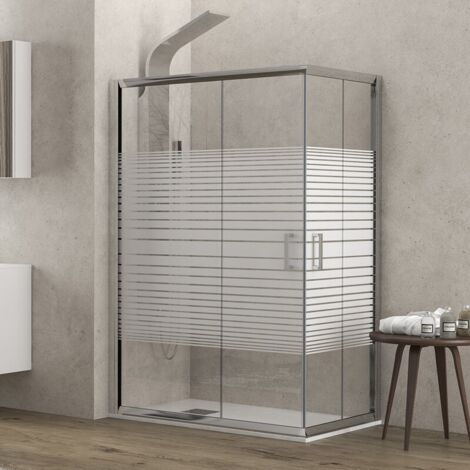 BOX DOCCIA 80x120 IN CRISTALLO TEMPERATO 5,5 MM TRASPARENTE RETTANGOLARE 2 LATI SCORREVOLI NEW FLORA 100