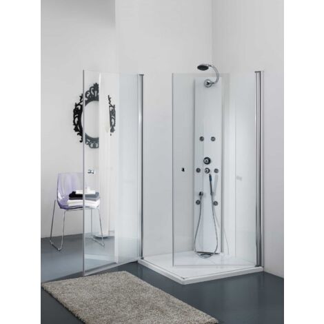 Box doccia 80x80 o 90x90 con ante battenti verso l'esterno  80x80 cm  Vetro trasparente  Bianco