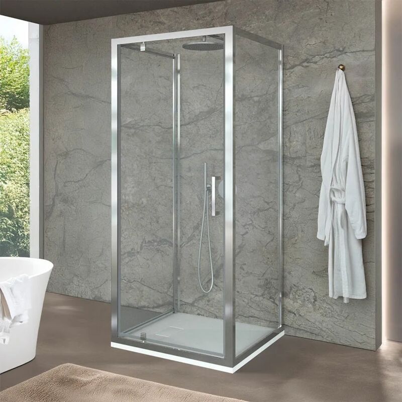 Inbagno Box Doccia 80x90x80 Cm Con Porta A Battente Trasparente H 2...