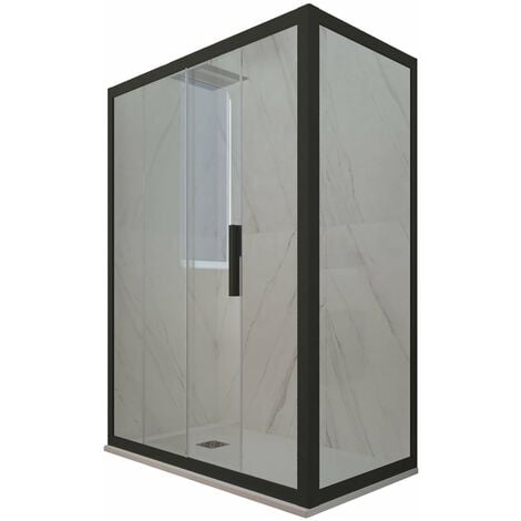Box doccia 90x100 1 anta scorrevole h 200 Nero Matt Deco Duo
