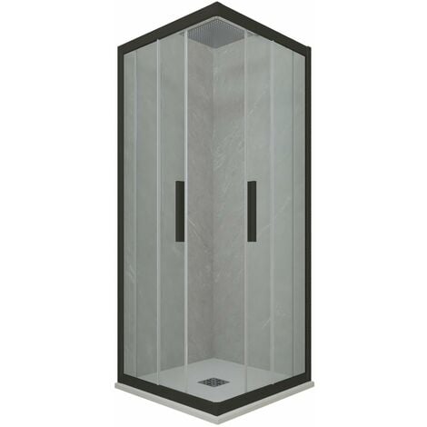 Box doccia 90x100 angolare scorrevole Nero Matt h 200 Kolors