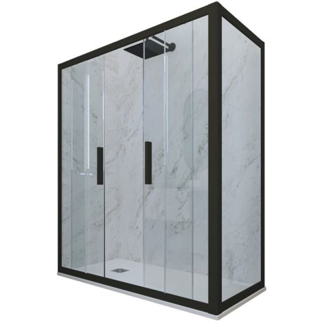 Box doccia 90x160 2 ante scorrevole h 200 Nero Matt Glam Duo