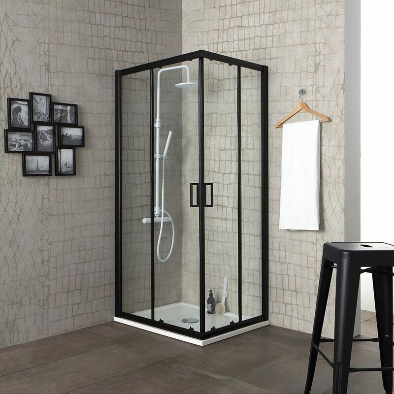 Cabina Doccia 90 X 90.Box Doccia 90x90 Con Profilo Nero Opaco E Cristallo Trasparente H 190 City 02030110430019