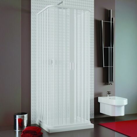 Box doccia 90x90x90 cm a soffietto in PVC bianco tre lati con chiusura centrale Teti