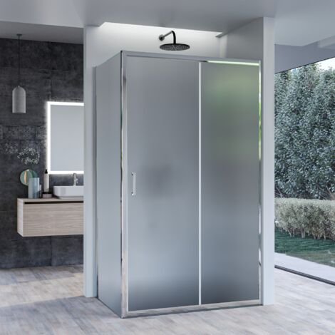 Box doccia a due lati con porta scorrevole in cristallo opaco 6mm h195 agata, misura 80x140