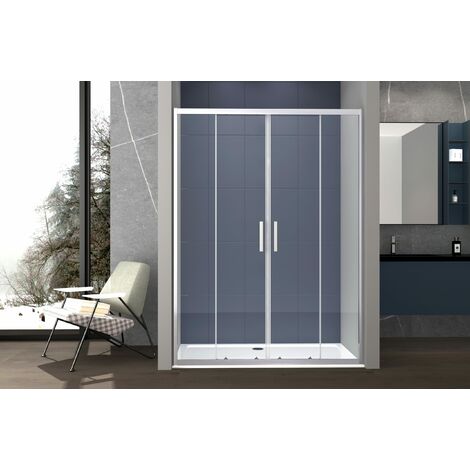 Box doccia a nicchia 180 cm porta scorrevole apertura centrale H195 cm LISA Cromato