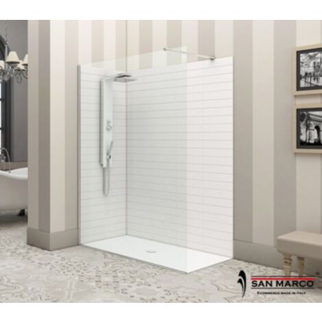 Box doccia a parete fissa Minimal walk in  cm 160  spessore 6 mm  Silver