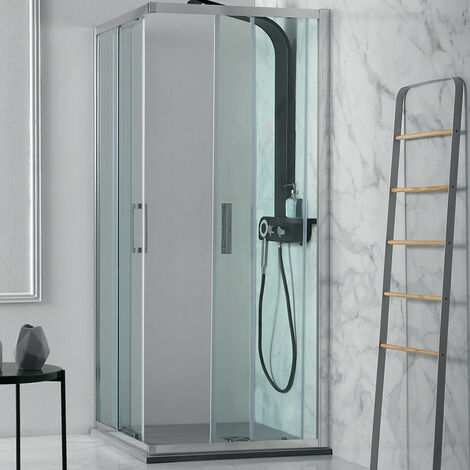 Box Doccia ad Angolo 72x72 cm FLEX - H 200 cm - Ante Scorrevoli - Reversibile