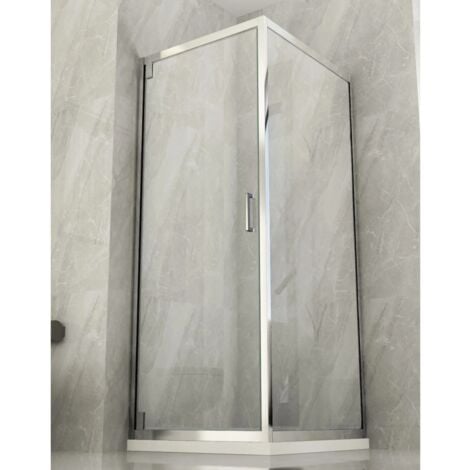 Box Doccia Angolare 1 Anta Fissa Anta Battente 2 Lati Parete Vetro 6mm Cristallo - Misura Box Angolare 60x70