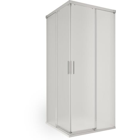 Box Doccia Angolare 2 Ante Scorrevoli in Cristallo Acidato 6mm H195 Bonussi Sofie 80x80 cm