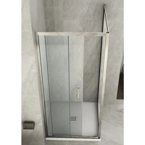 Box Doccia Angolare 6 mm 1 Parete Anta Fissa 1 Porta Scorrevole Cabina Cristallo - Misura Box Angolare 60x105