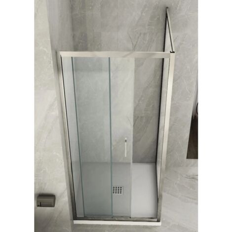 Box Doccia Angolare 6 mm 1 Parete Anta Fissa 1 Porta Scorrevole Cabina Cristallo - Misura Box Angolare 65x100