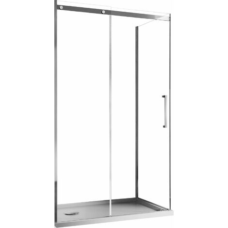 Box Doccia Angolare Zeus 70x120 H200 Porta Scorrevole e Lato Fisso  Cristallo 8 mm Trasparente Inox lucido a specchio - Iperceramica