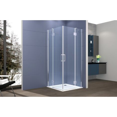 Box doccia angolare 70x90 cm apertura due ante battenti H200 cm cristalli trasparente 6mm profilo CROMATO GIOIA