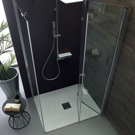 Box Doccia Angolare 70x90 cm TPS35 con Porta a Soffietto Doppio Senso - Reversibile