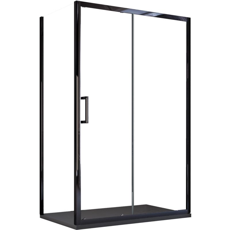 Box Doccia Angolare 75x110 Cm 1 Anta Scorrevole Con Profili Neri In...
