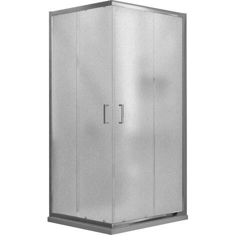 Box Doccia Angolare 75x75 cm 2 Ante Scorrevoli in Cristallo Opaco 6mm H198 Fosterberg Dragor