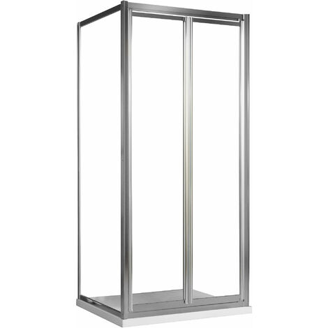 Box Doccia Angolare 75x80 cm 2 Ante Battenti in Cristallo Trasparente 4mm H198 Fosterberg Maribo Duo
