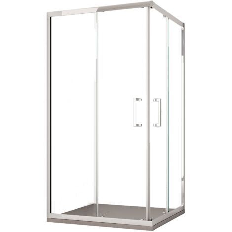 Box Doccia Angolare 75x90 cm 2 Ante Scorrevoli in Cristallo trasparente 6mm H195 Bonussi Sasha