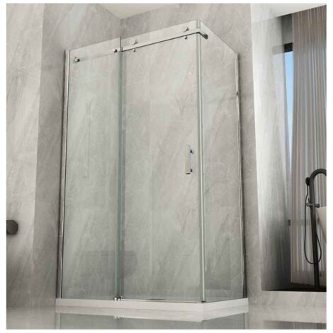 Box Doccia Angolare 8 mm Parete Fissa Scorrevole 70 80 90 100 120 140 Cristallo - Misura Box Angolare 90x120
