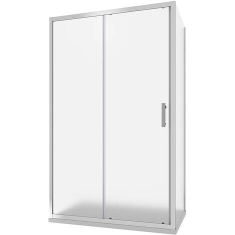 Box Doccia Angolare 80x100 cm Porta Scorrevole e Parete Fissa Profili in Allumimio Cromato Vetro 6 mm Stampato con Trattamento Easy-clean h190 - Reversibile Mod. Tenerife