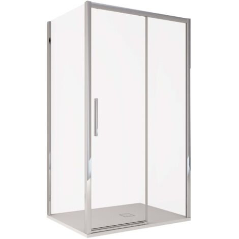 Box Doccia Angolare 80x110 cm 1 Anta Scorrevoe in Cristallo Trasparente 6mm H195 Bonussi Eliane