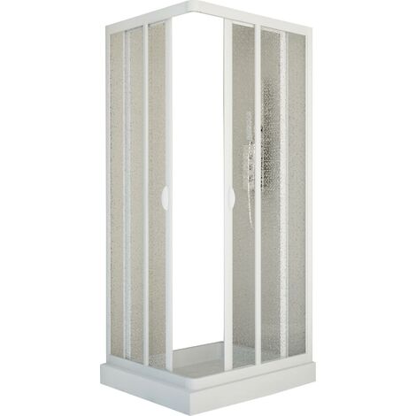 Box Doccia Angolare 80x120 cm 2 Ante Scorrevoli in Acrilico 2,2 mm H185 cm Dorini Bianco