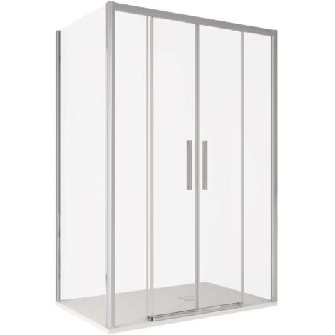 Box Doccia Angolare 80x140 cm 2 Ante Scorrevoli in Cristallo Trasparente 6mm H195 Bonussi Eliane