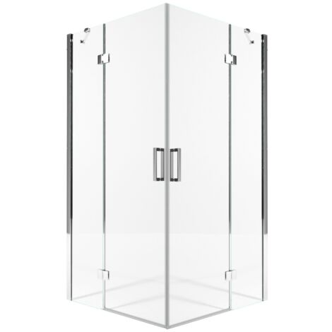 Box Doccia Angolare 80x80 cm 2 Ante Battenti in Cristallo Trasparente 8mm H195 Bonussi Ilenia