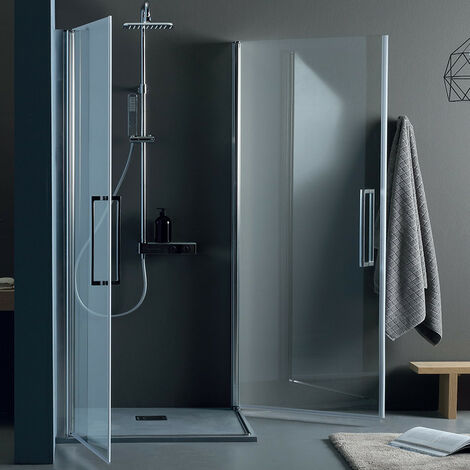 Box Doccia Angolare 80x90 cm TEPB42 - con Doppia Porta Battente Reversibile in Cristallo