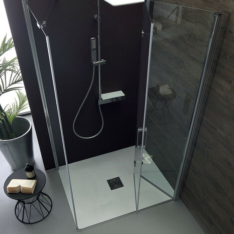 Box Doccia Angolare 80x90 cm TPS35 con Porta a Soffietto Doppio Senso - Reversibile