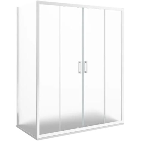 Box Doccia Angolare 90x190 cm Doppia Anta Scorrevole Frontale e Parete Fissa Profili in Alluminio Cromati Vetro 6mm Opaco h190 - Reversibile Mod. Favignana