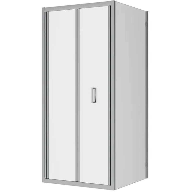 Parama - Cabine de douche 80x80 cm Angulaire Ouverture Livre avec Paroi Fixe Profilés Aluminium Chrome Verre Transparent 6mm h190 - Réversible Mod.