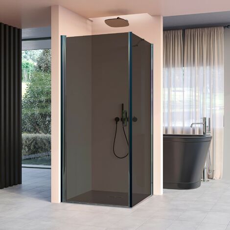 Box doccia angolare con porta battente fume salema, misura 70x100