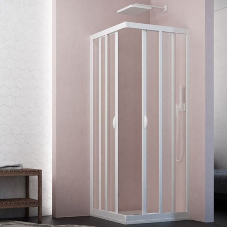 Box doccia angolare con profili in PVC e vetro acrilico