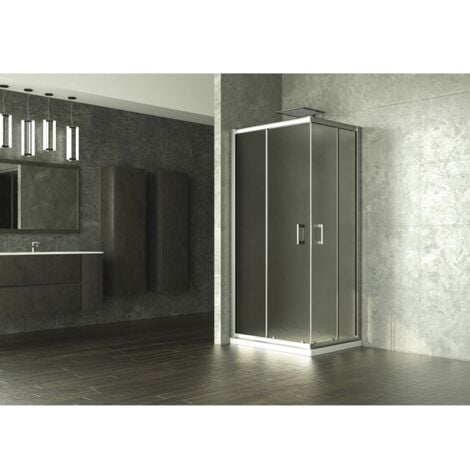 Box doccia angolare cromato H185cm con vetro stampato Ego 2.0 Feridras - 70x70